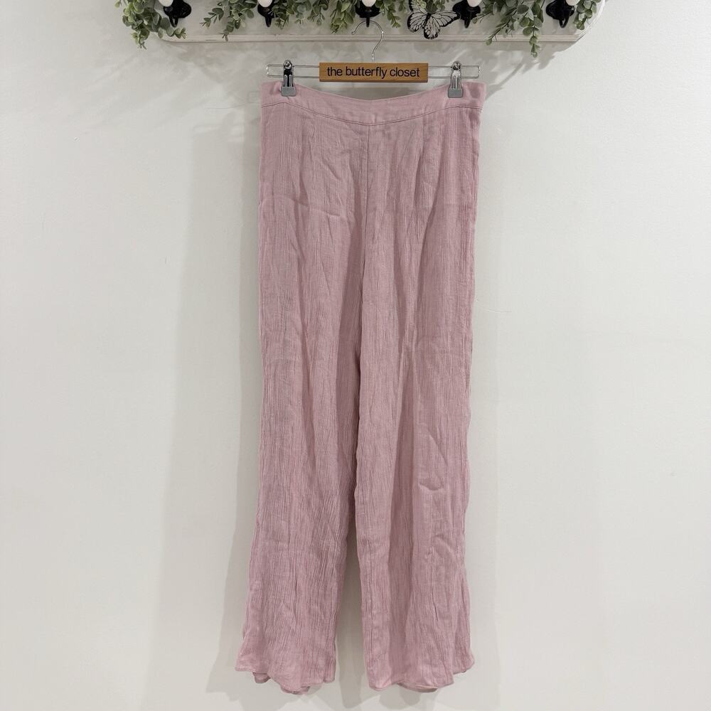 Petal And Pup Light Pink Flowy Straight Leg Lined Zipped High Rise Pants Size 10